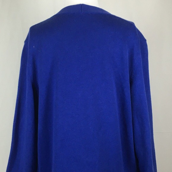 Talbots Cardigan Womens Sz Petite Blue Cotton Open Front Knit Sweater - Picture 4 of 8